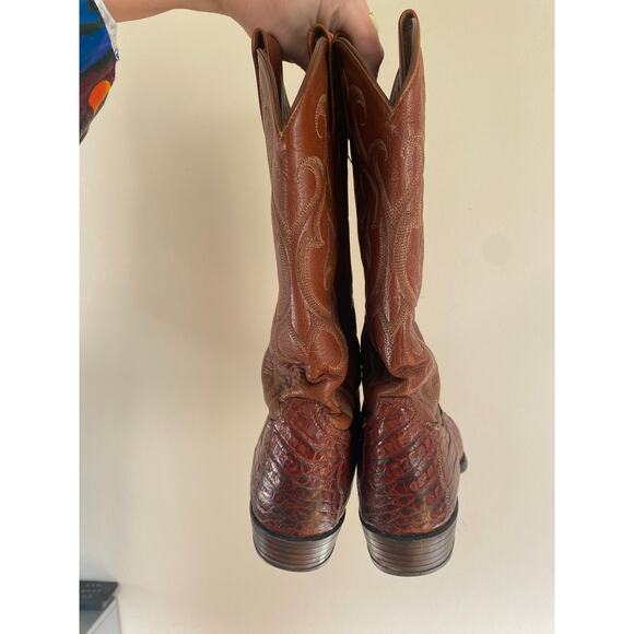 Tony Lama brown vintage caiman alligator boots size 8.5 D - Picture 5 of 8